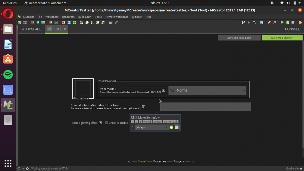 MCreator Tool Oluşturma Visual Sayfası!